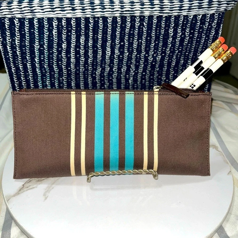 HP🎉Kate Spade New York Becca Pencil Case Andy Stripe, NWT, Vintage, Rare